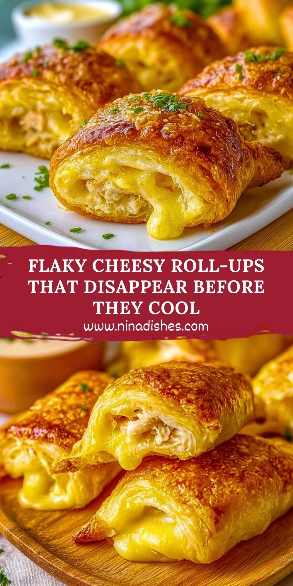 Flaky Cheesy Roll-Ups That Disappear Before They Cool Pin 1