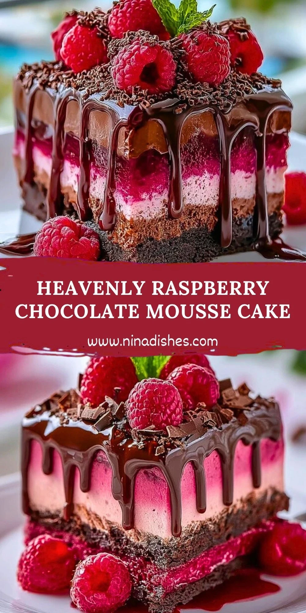 Heavenly Raspberry Chocolate Mousse Cake Pin 1