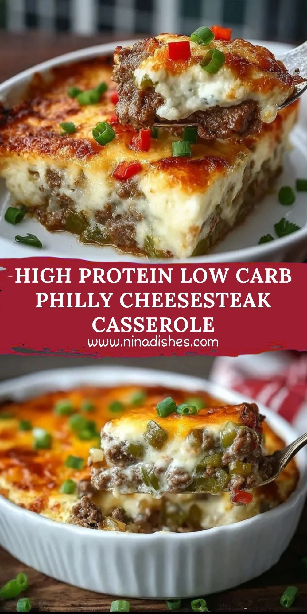 High Protein Low Carb Philly Cheesesteak Casserole (2)