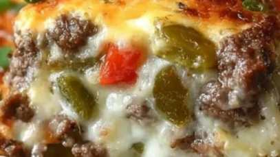 High Protein Low Carb Philly Cheesesteak Casserole
