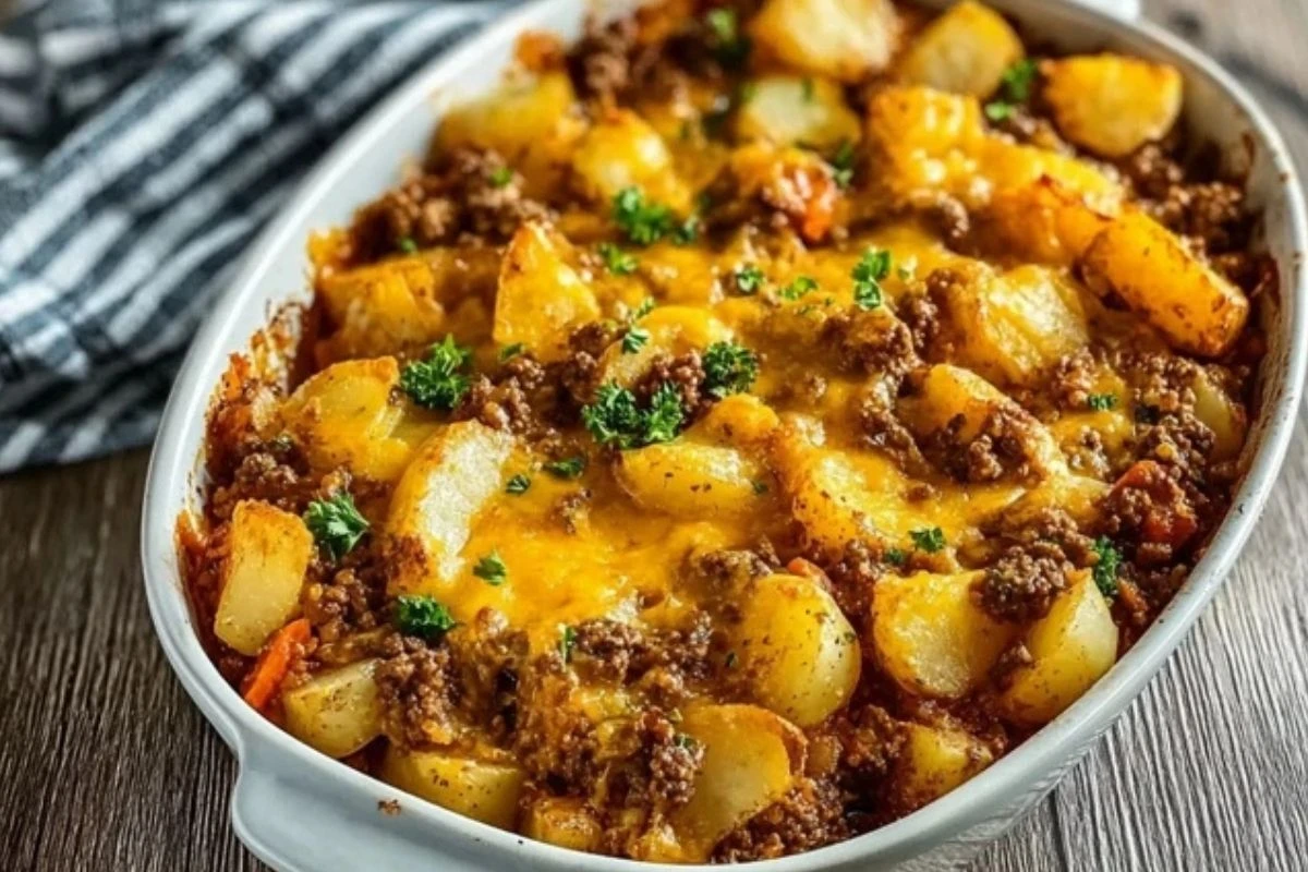 Hobo Casserole with Ground Beef & Potatoes