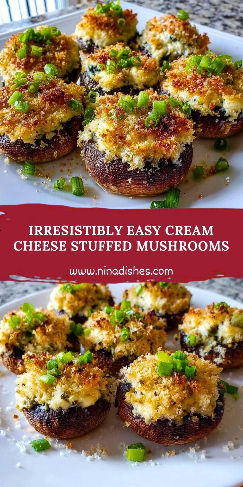 Irresistibly Easy Cream Cheese Stuffed Mushrooms Pin 1