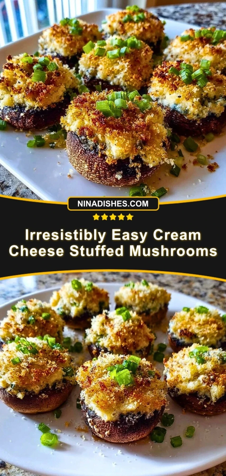 Irresistibly Easy Cream Cheese Stuffed Mushrooms Pin 2