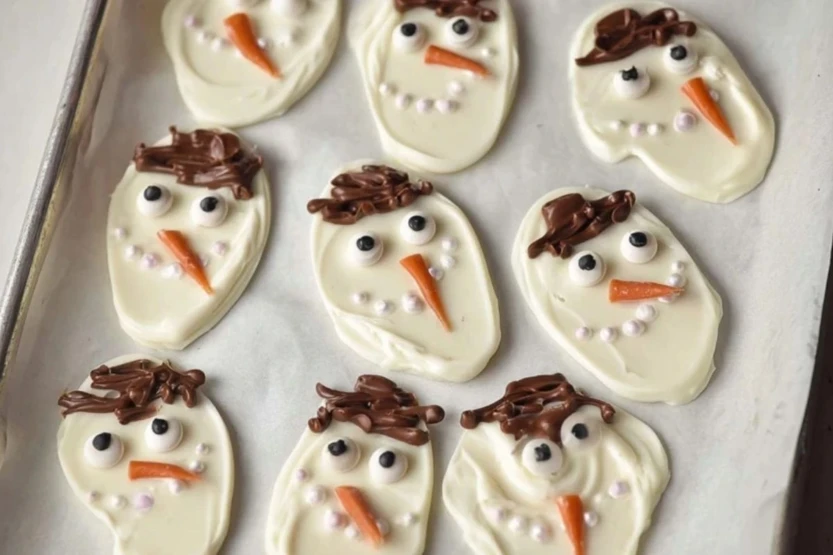 Melted Snowman Chocolate Bark