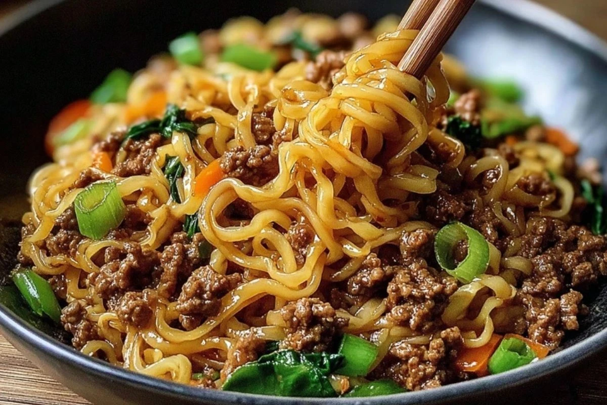 Mongolian Ground Beef Noodles 1