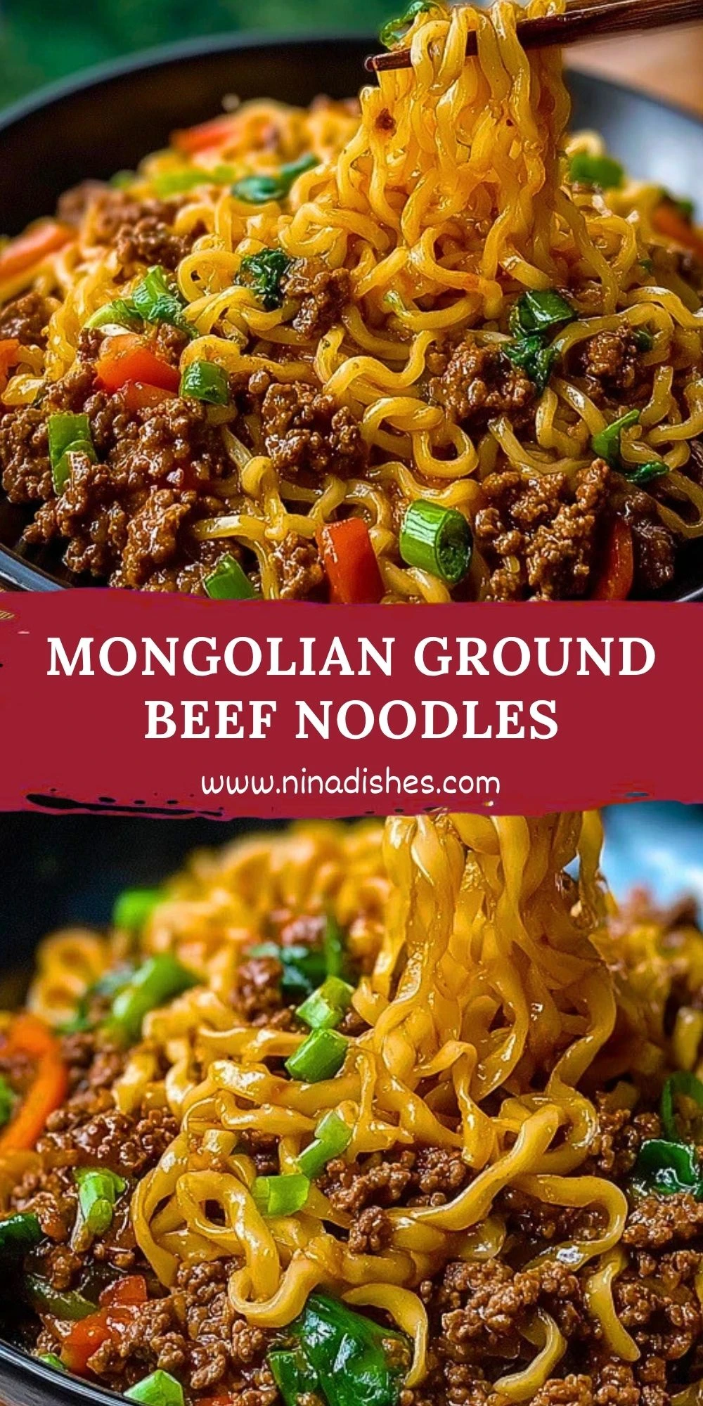Mongolian Ground Beef Noodles Pin 1