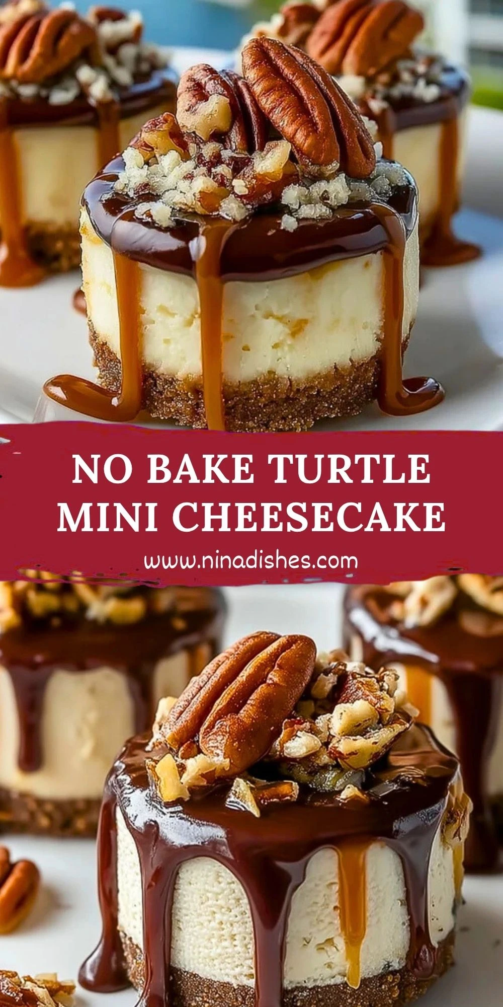 No Bake Turtle Mini Cheesecake (2)