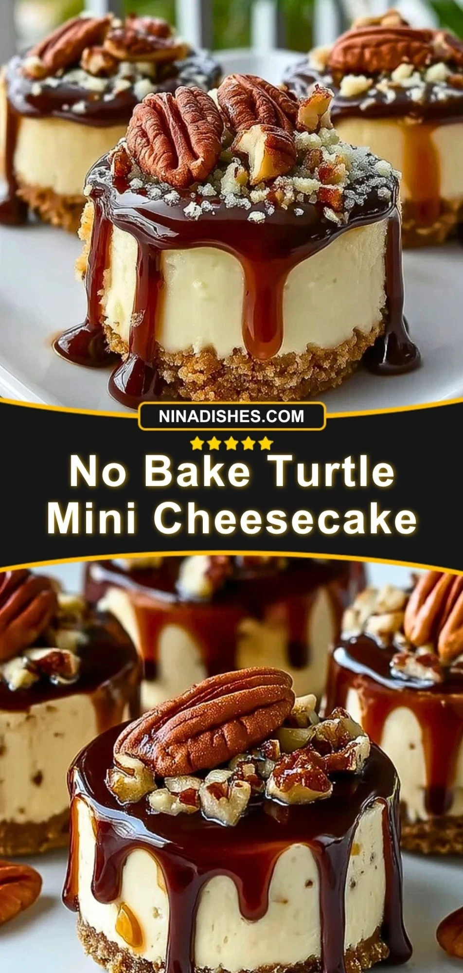 No Bake Turtle Mini Cheesecake (3)