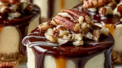 No Bake Turtle Mini Cheesecake