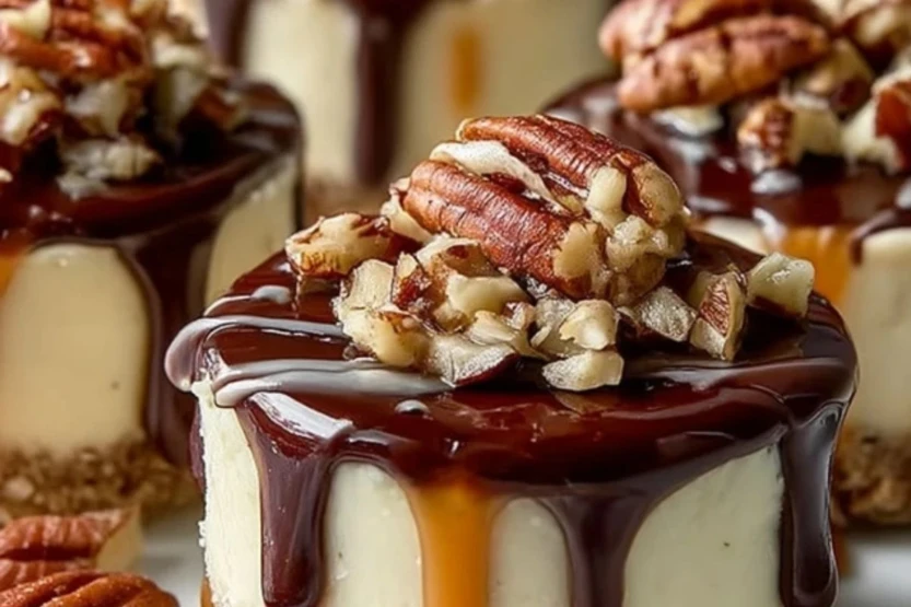 No Bake Turtle Mini Cheesecake
