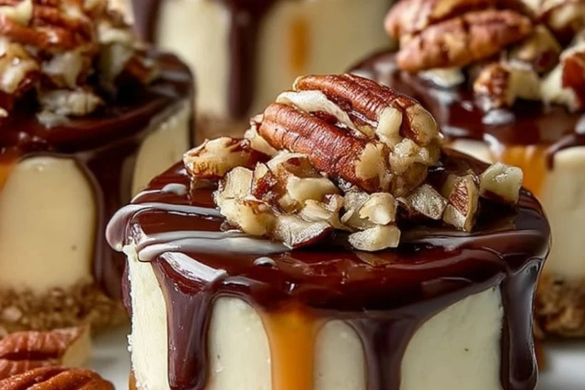 No Bake Turtle Mini Cheesecake