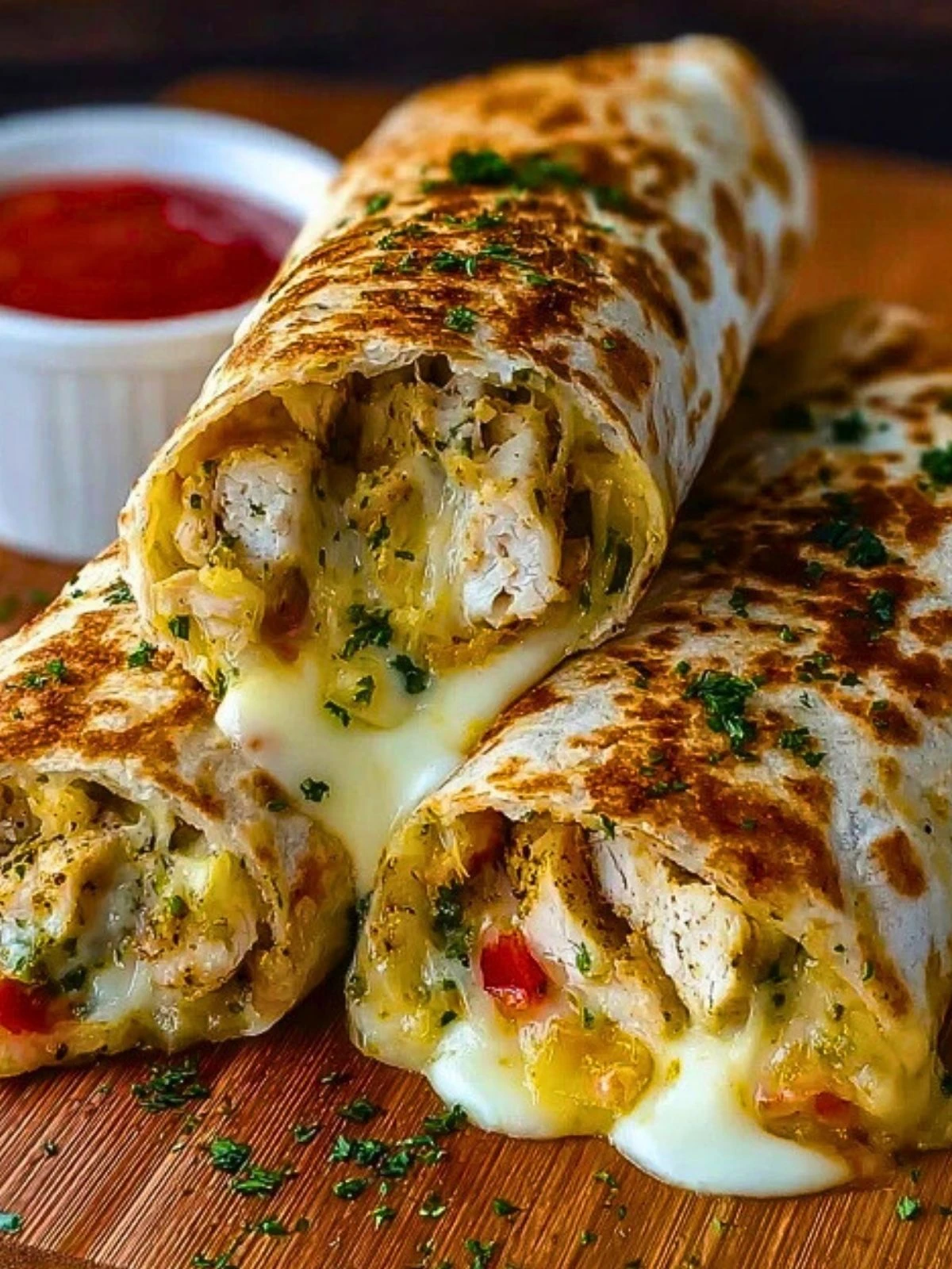 Ooey-Gooey Cheesy Garlic Chicken Wraps (1)