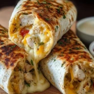 Ooey-Gooey Cheesy Garlic Chicken Wraps