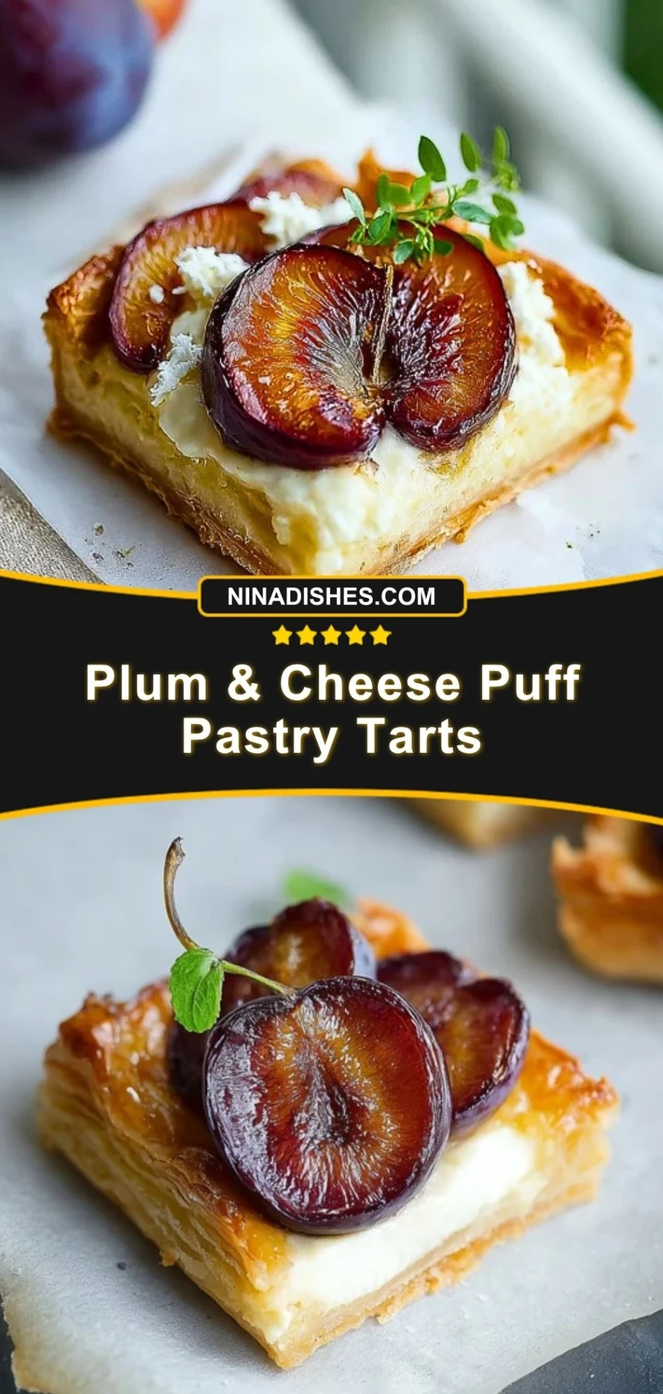 Plum & Cheese Puff Pastry Tarts (3)