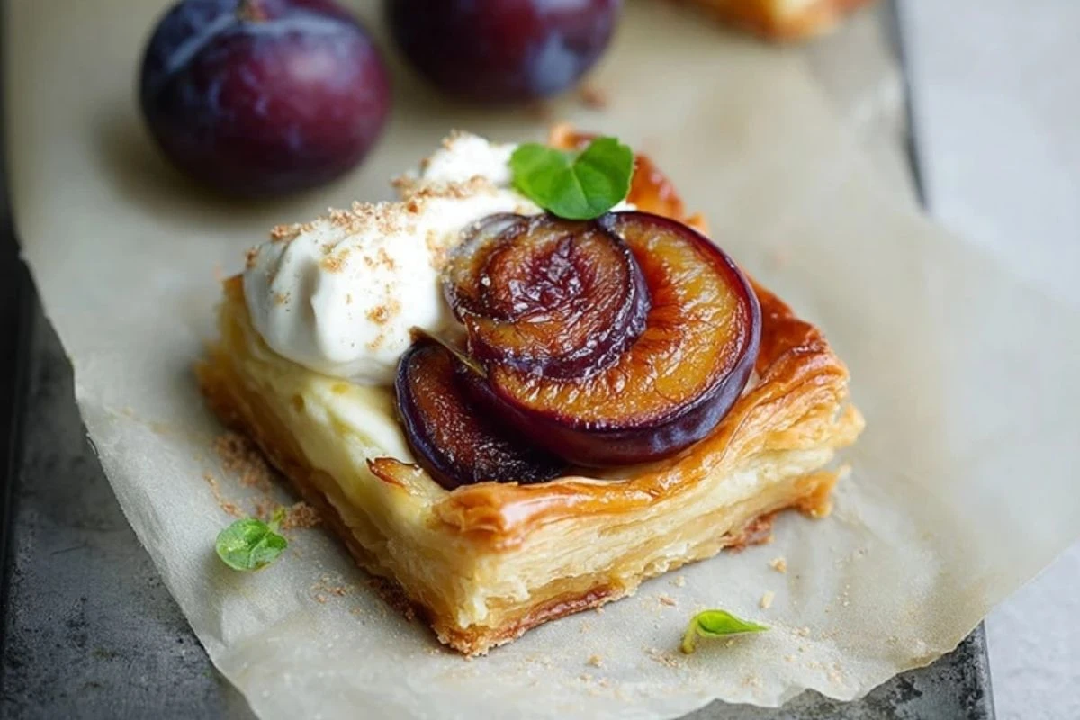 Plum & Cheese Puff Pastry Tarts