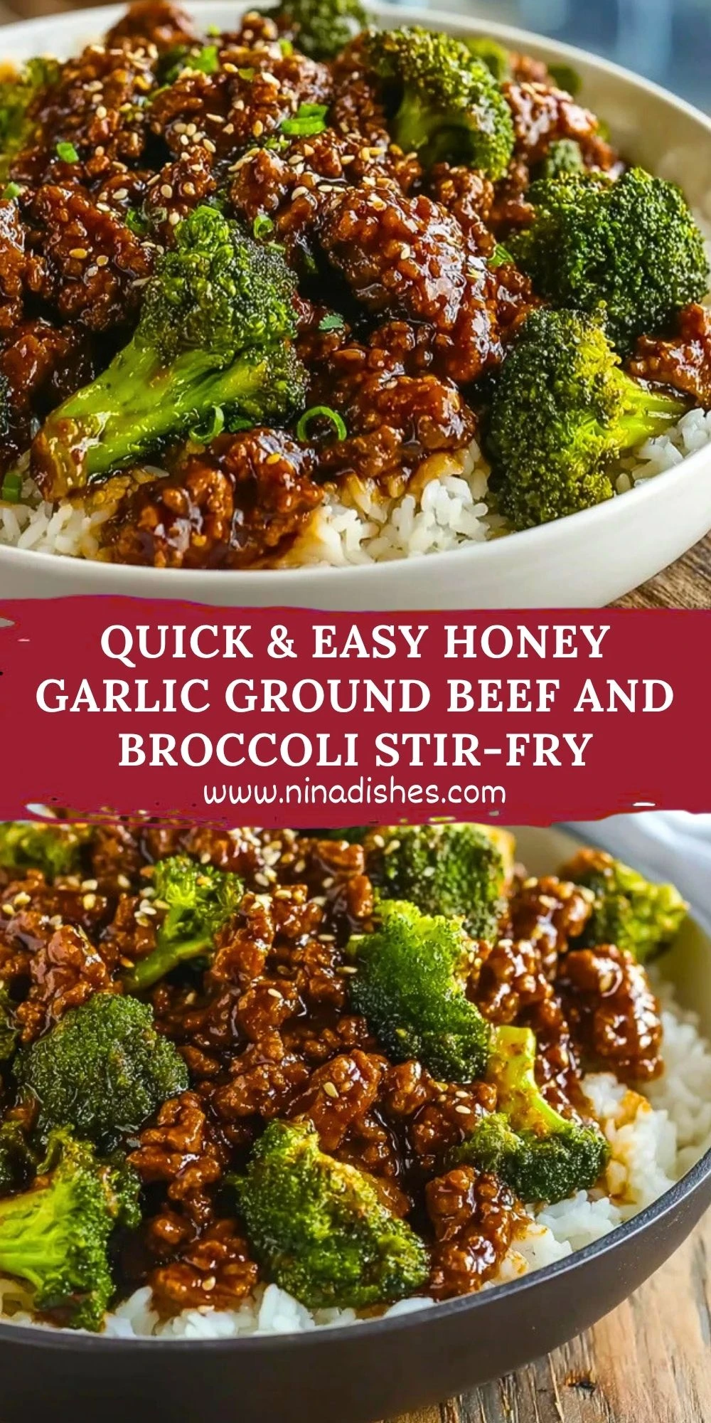 Quick & Easy Honey Garlic Ground Beef and Broccoli Stir-Fry Pin 1