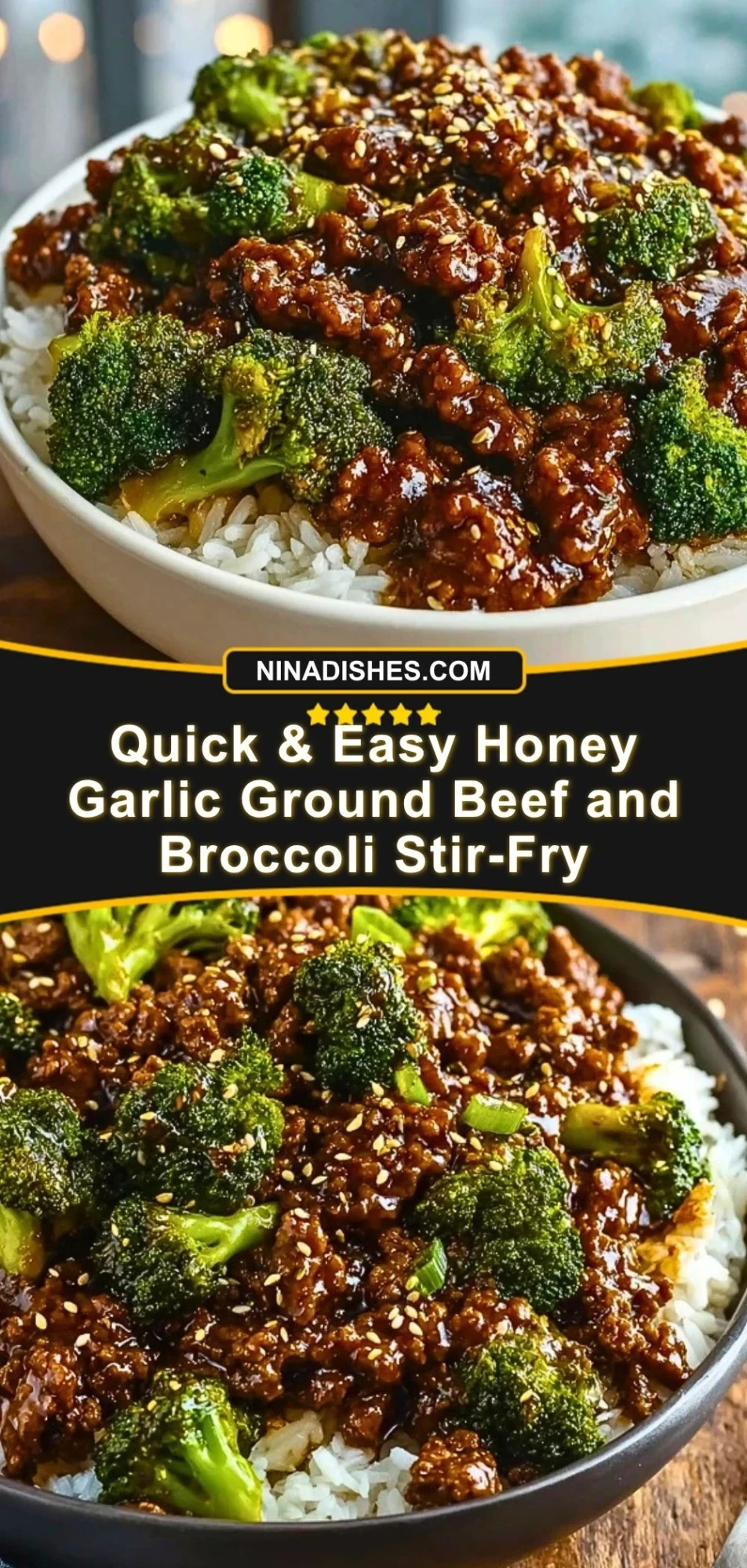 Quick & Easy Honey Garlic Ground Beef and Broccoli Stir-Fry Pin 2