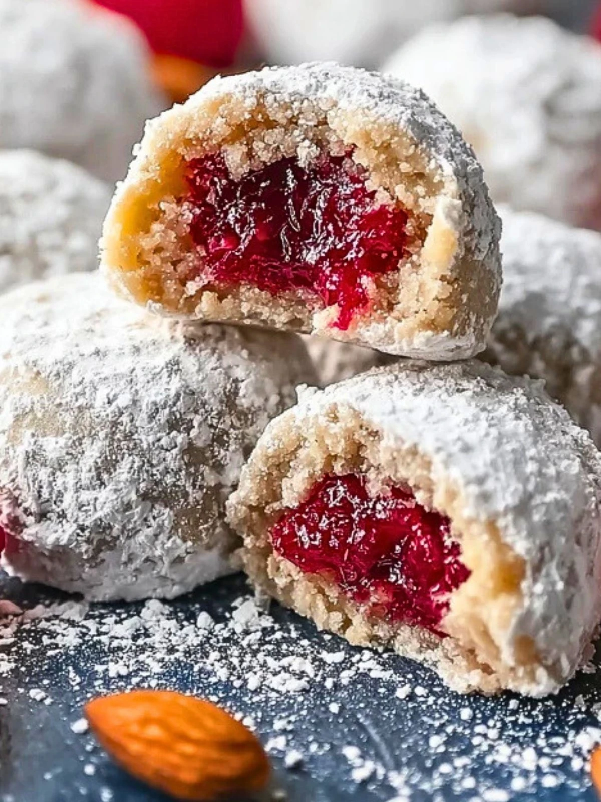 Raspberry-Filled Almond Snowball Cookies (1)