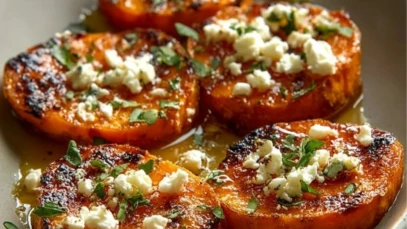 Roasted Sweet Potato Rounds with Honey & Feta