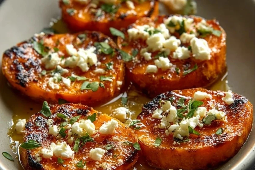 Roasted Sweet Potato Rounds with Honey & Feta