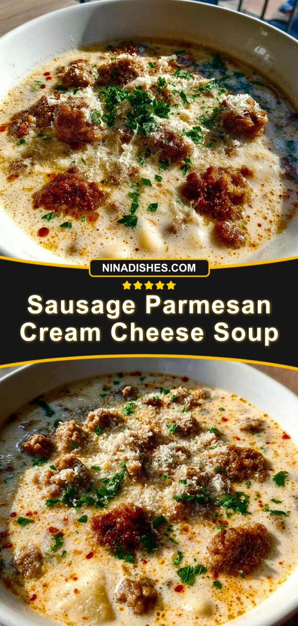 Sausage Parmesan Cream Cheese Soup Pin 2
