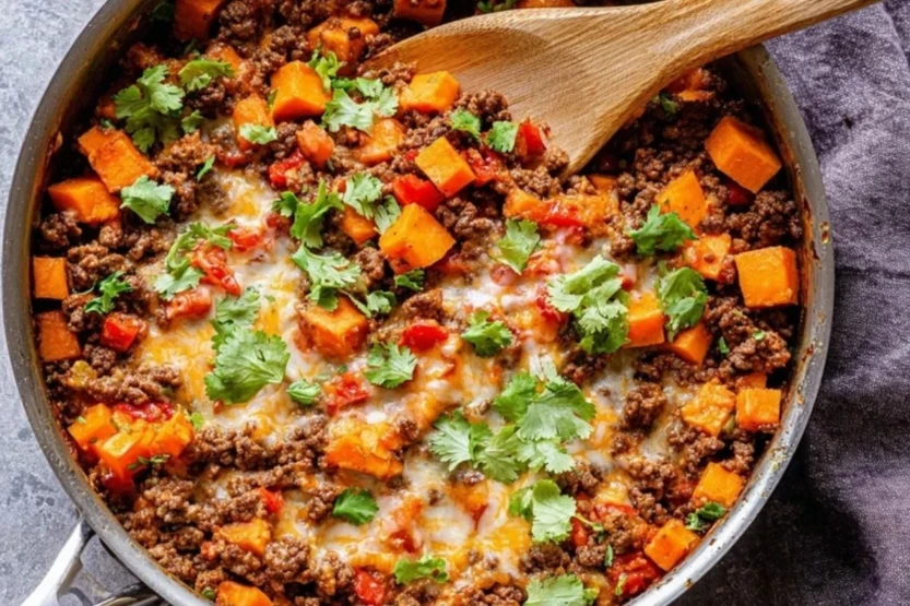 Southwest Ground Beef and Sweet Potato Skillet 1