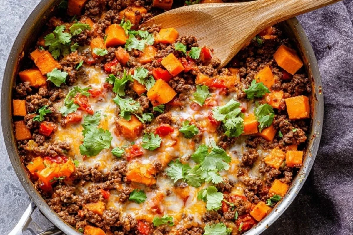 Southwest Ground Beef and Sweet Potato Skillet 1