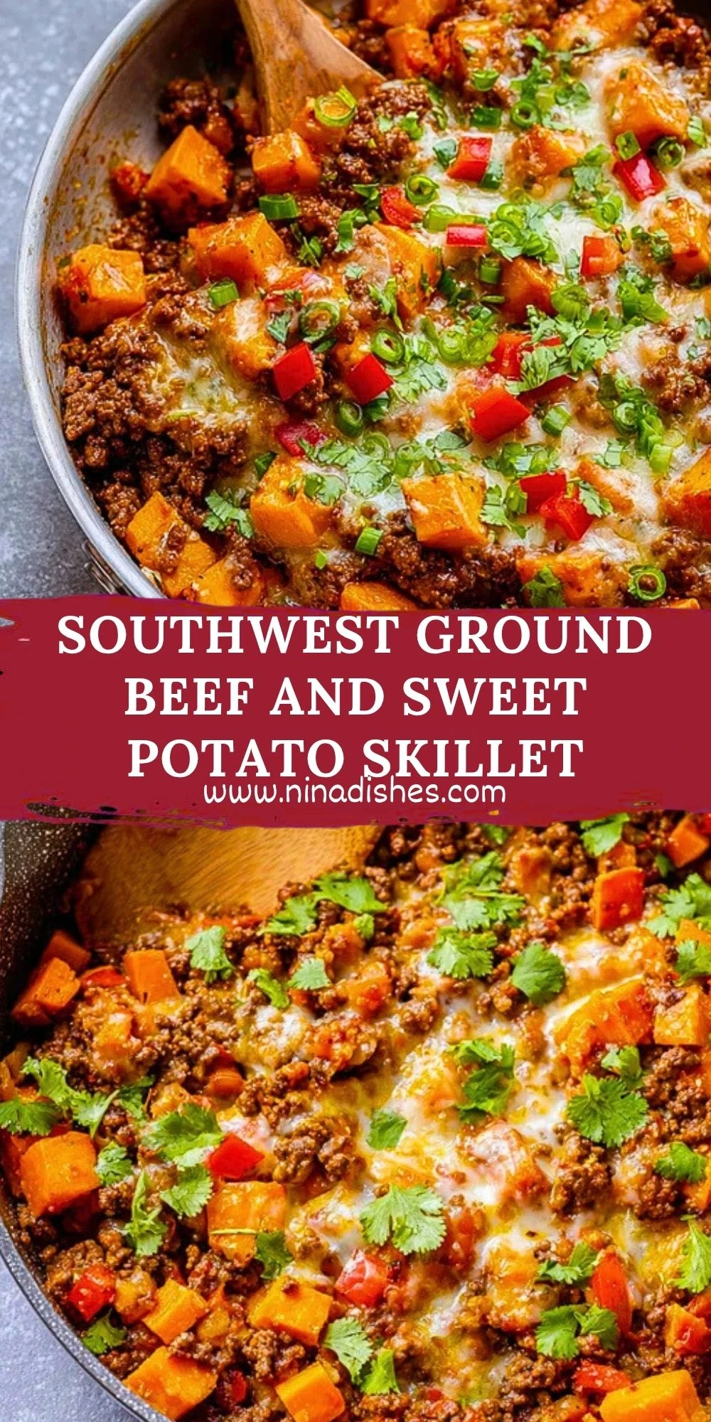 Southwest Ground Beef and Sweet Potato Skillet Pin 1