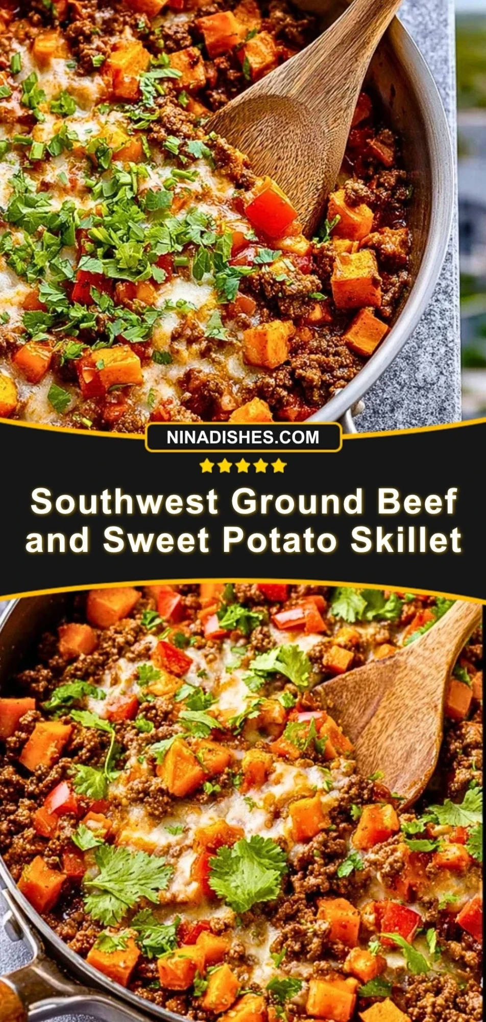 Southwest Ground Beef and Sweet Potato Skillet Pin 2