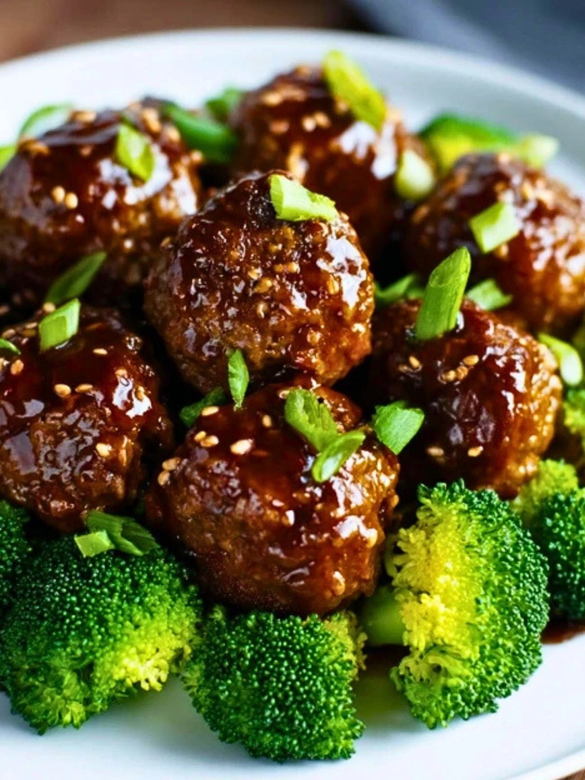Sticky Mongolian Meatballs and Broccoli (1)