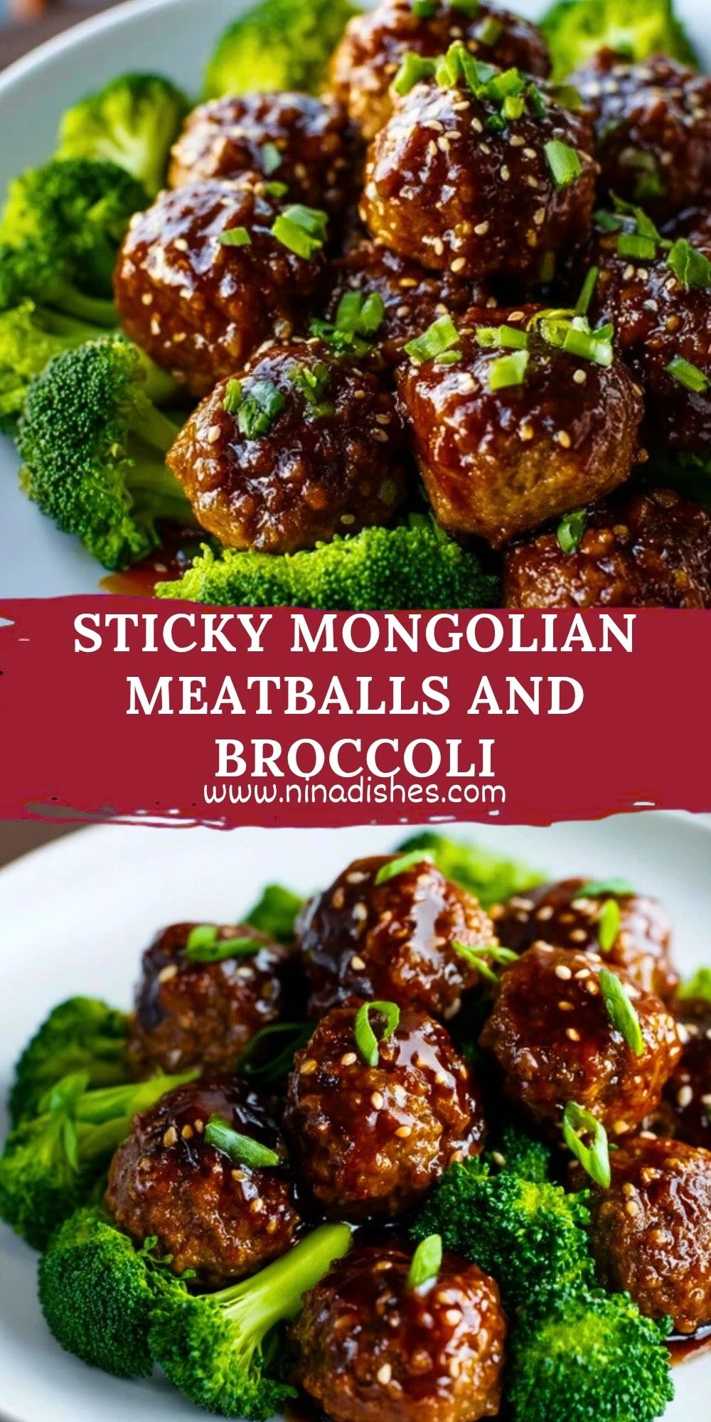 Sticky Mongolian Meatballs and Broccoli Pin 1