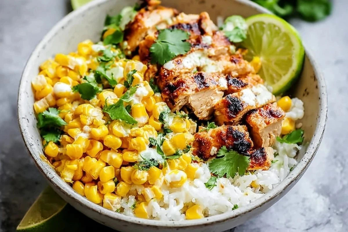 Street Corn Chicken Rice Bowl
