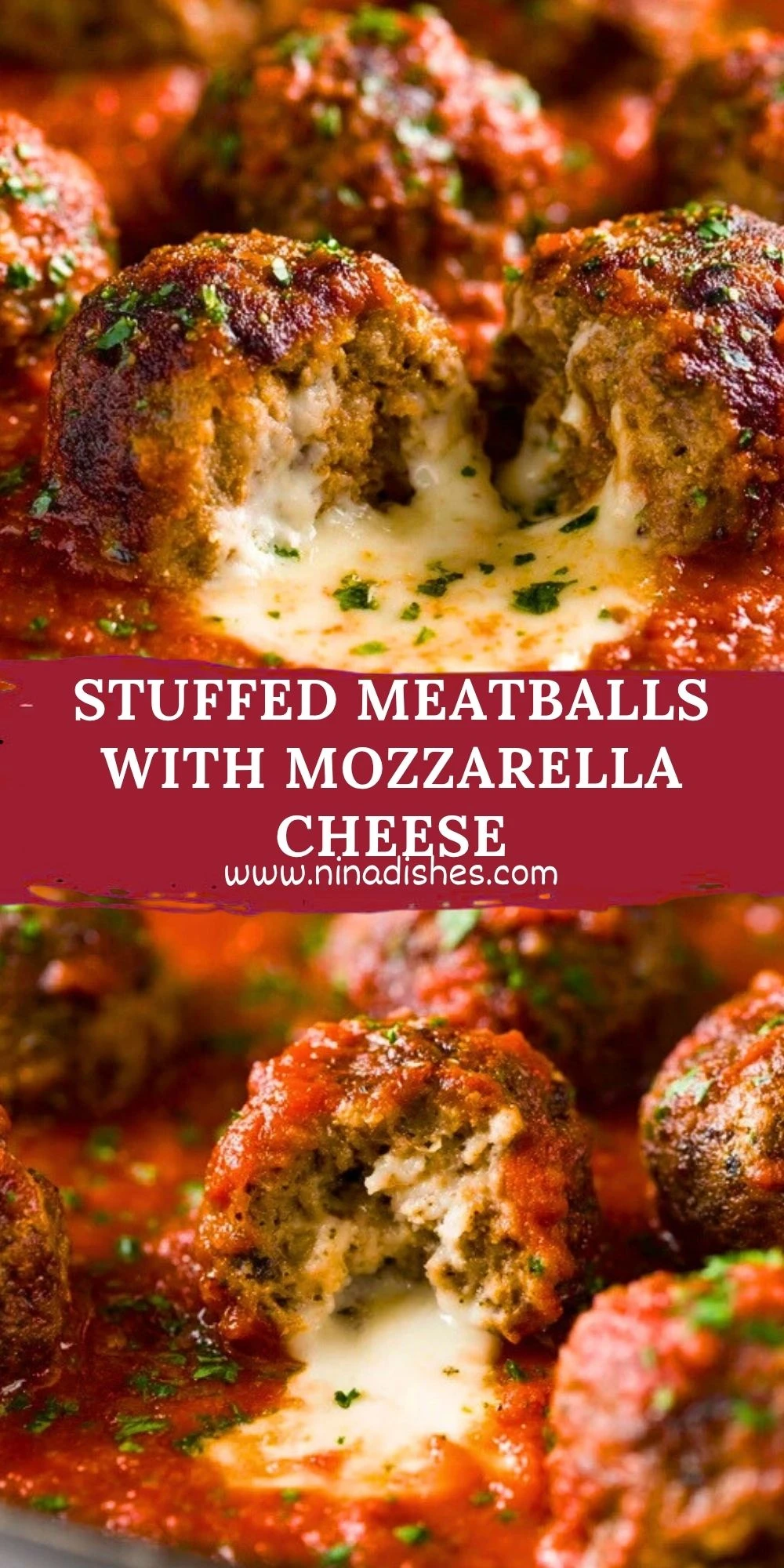 Stuffed Meatballs with Mozzarella Cheese Pin 1