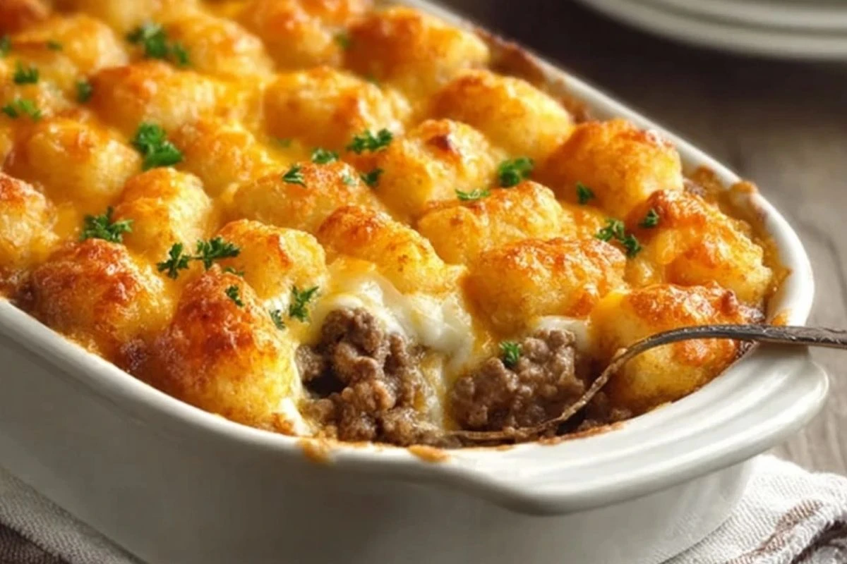 Tater Tot Casserole with Ground Beef