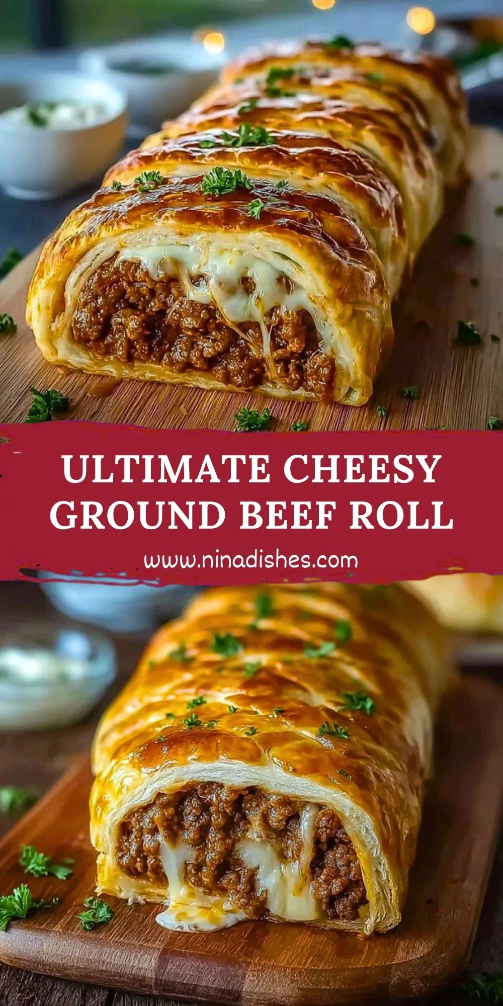 Ultimate Cheesy Ground Beef Roll Pin 1
