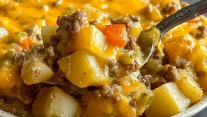 Cheesy Ground Beef & Potato Dinner Casserole
