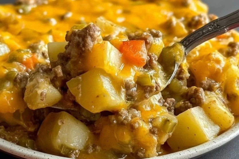 Cheesy Ground Beef & Potato Dinner Casserole