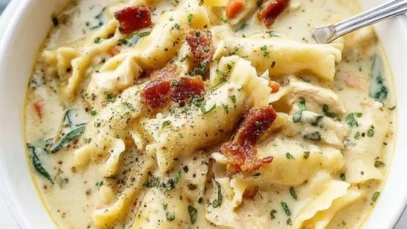 Creamy White Chicken Lasagna Soup