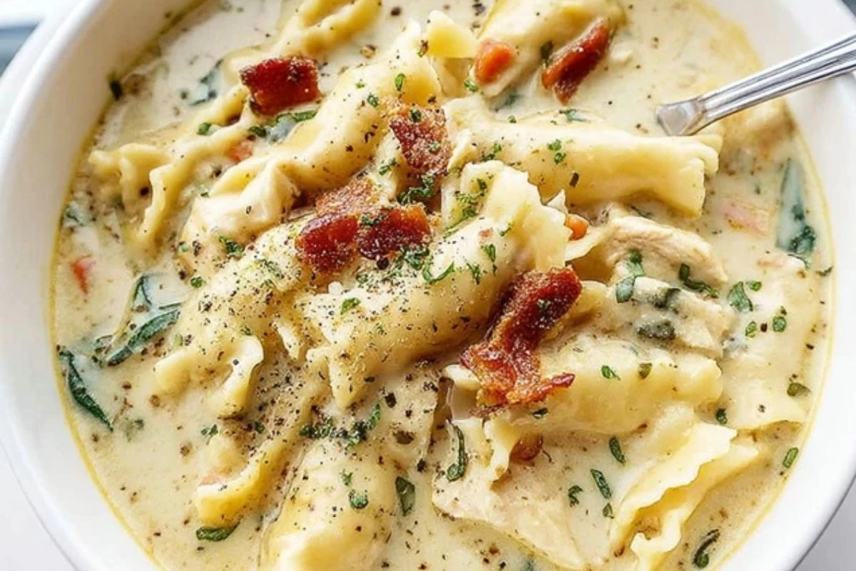 Creamy White Chicken Lasagna Soup