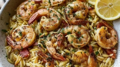 Garlic Butter Shrimp and Orzo