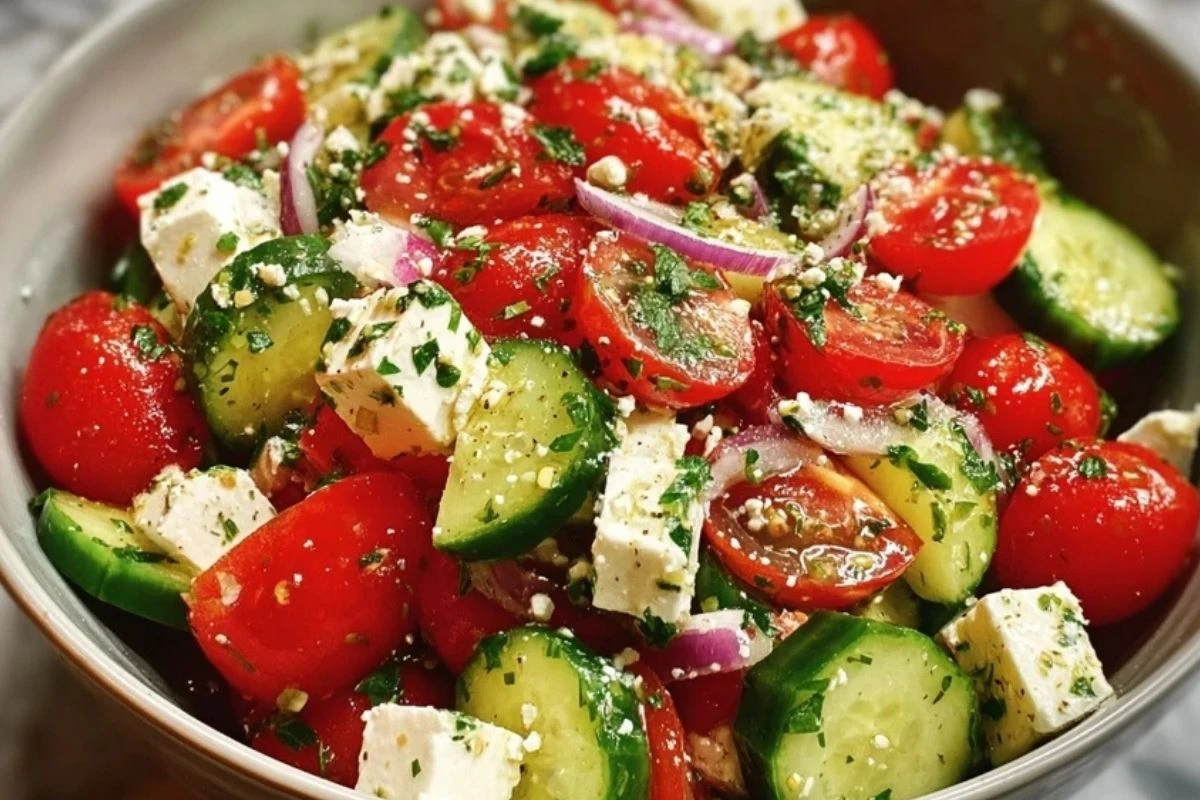 Greek Cucumber Tomato Feta Salad 1
