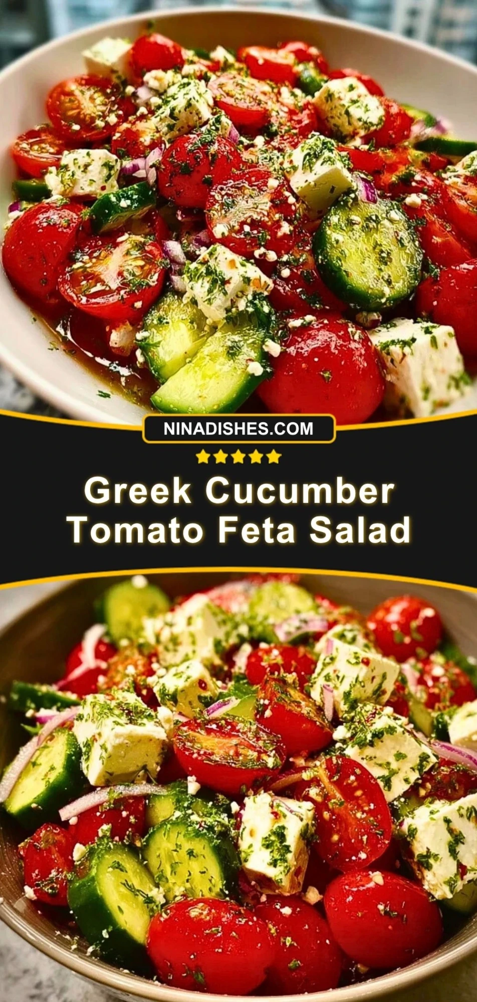 Greek Cucumber Tomato Feta Salad Pin 2