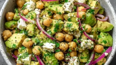 Homemade Chickpea Feta Avocado Salad