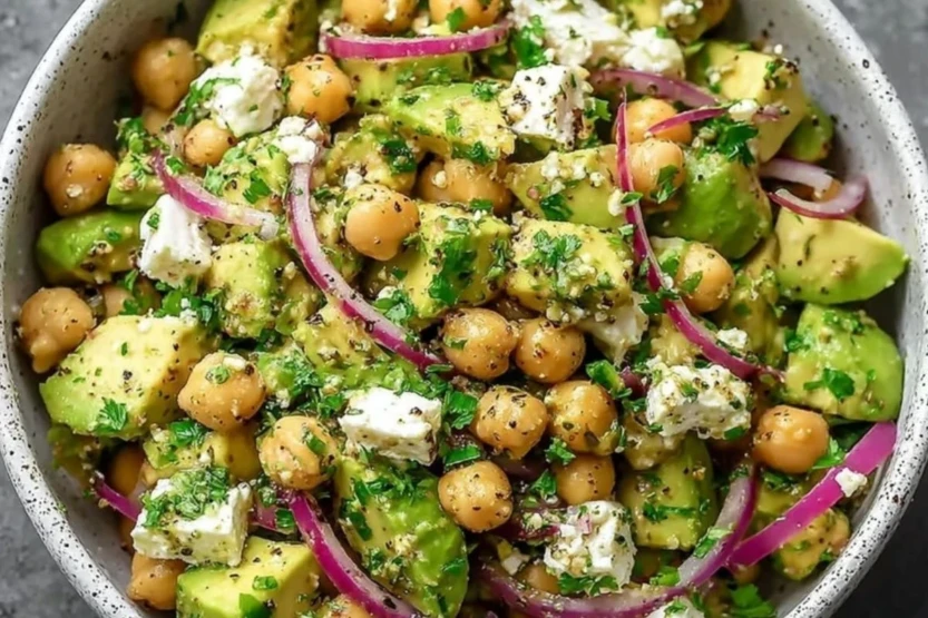 Homemade Chickpea Feta Avocado Salad
