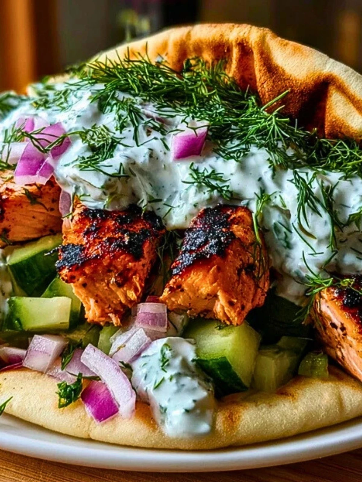 Juicy Grilled Salmon Gyros with Dill Yogurt Sauce (1)