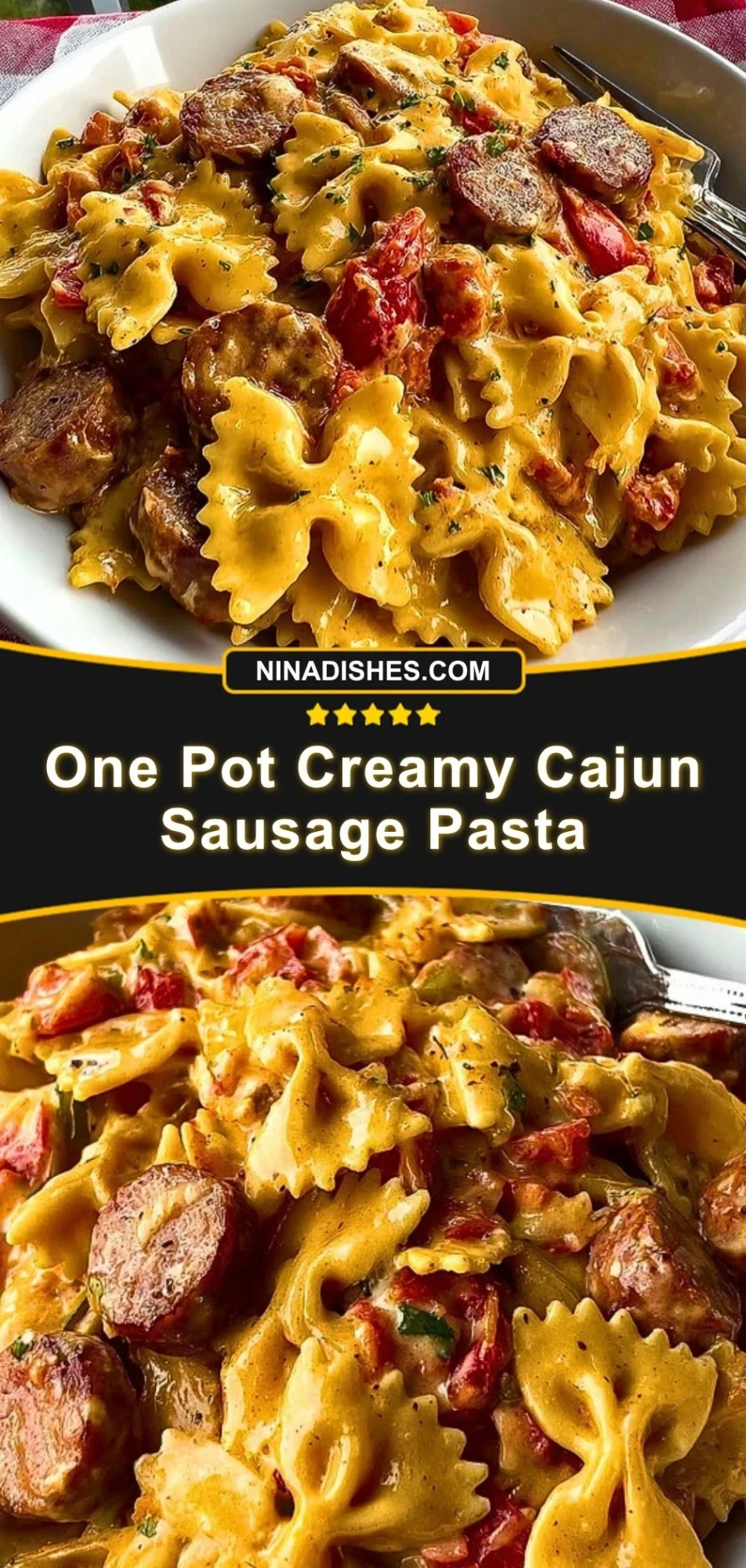 One Pot Creamy Cajun Sausage Pasta (3)