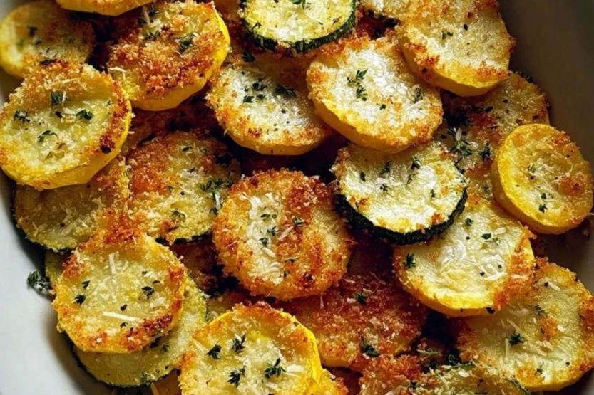 Roasted Summer Squash with Parmesan Garnished