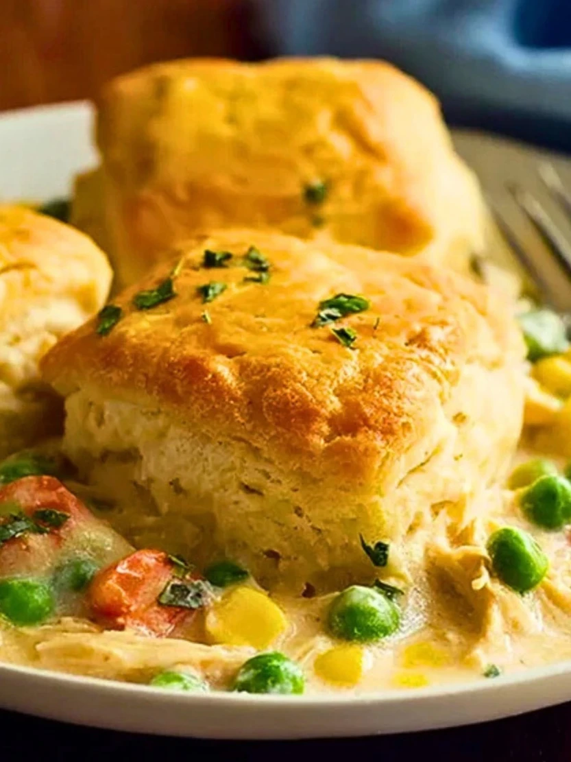 Simple Chicken Pot Pie with Biscuits (1)