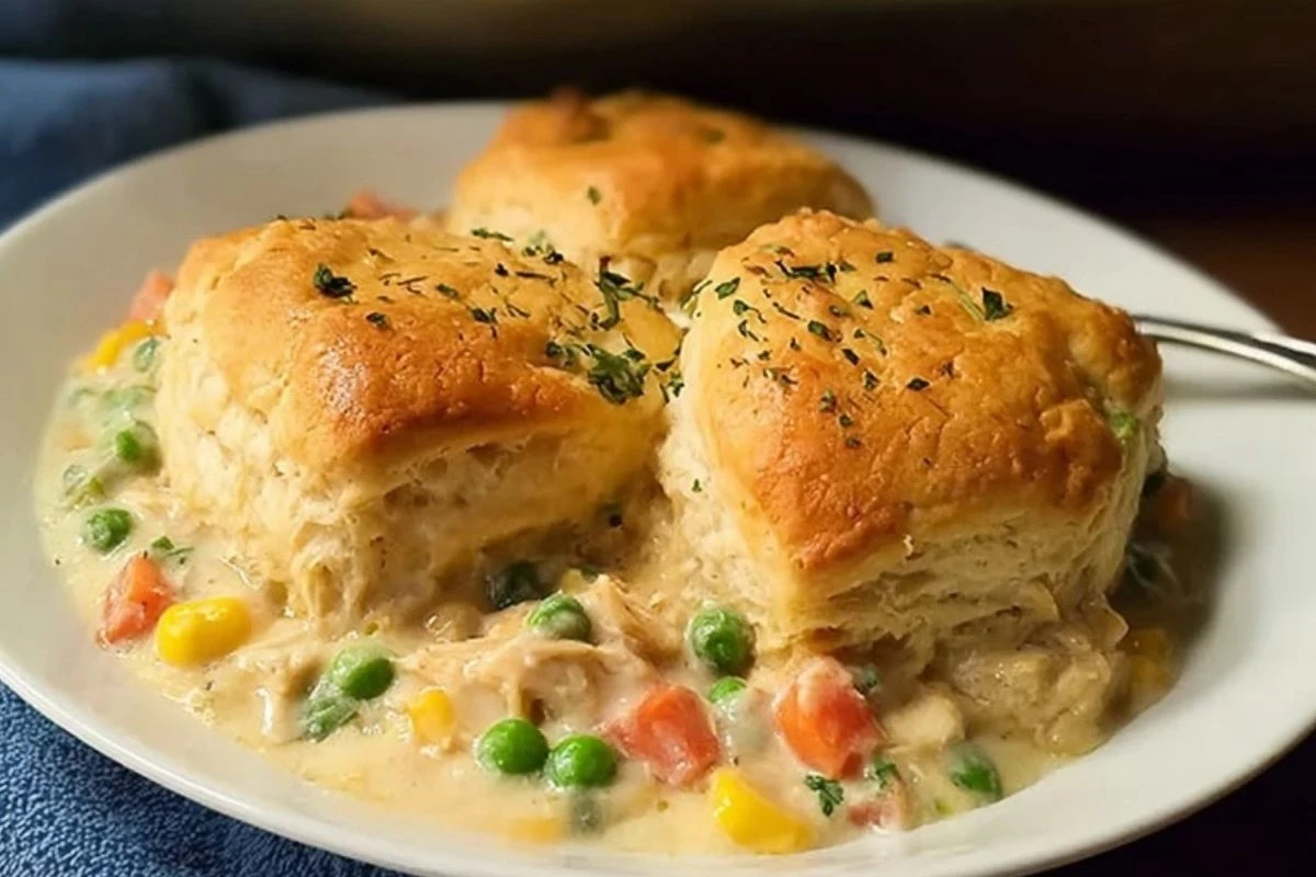 Simple Chicken Pot Pie with Biscuits