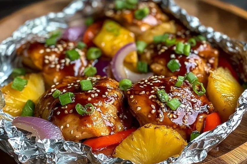 Teriyaki Chicken and Pineapple Foil Packets